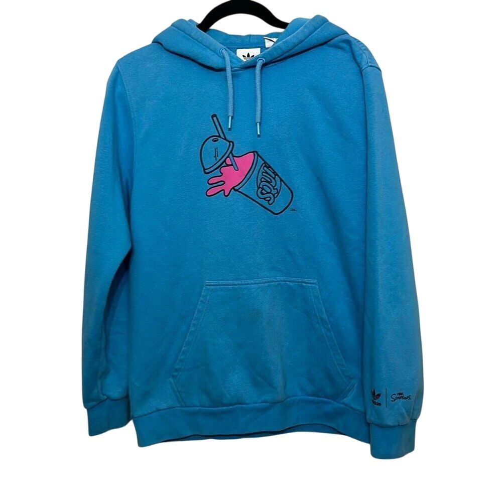 Adidas The Simpsons Collaboration Mens Blue Fleece Squishee Hoodie Size Medium